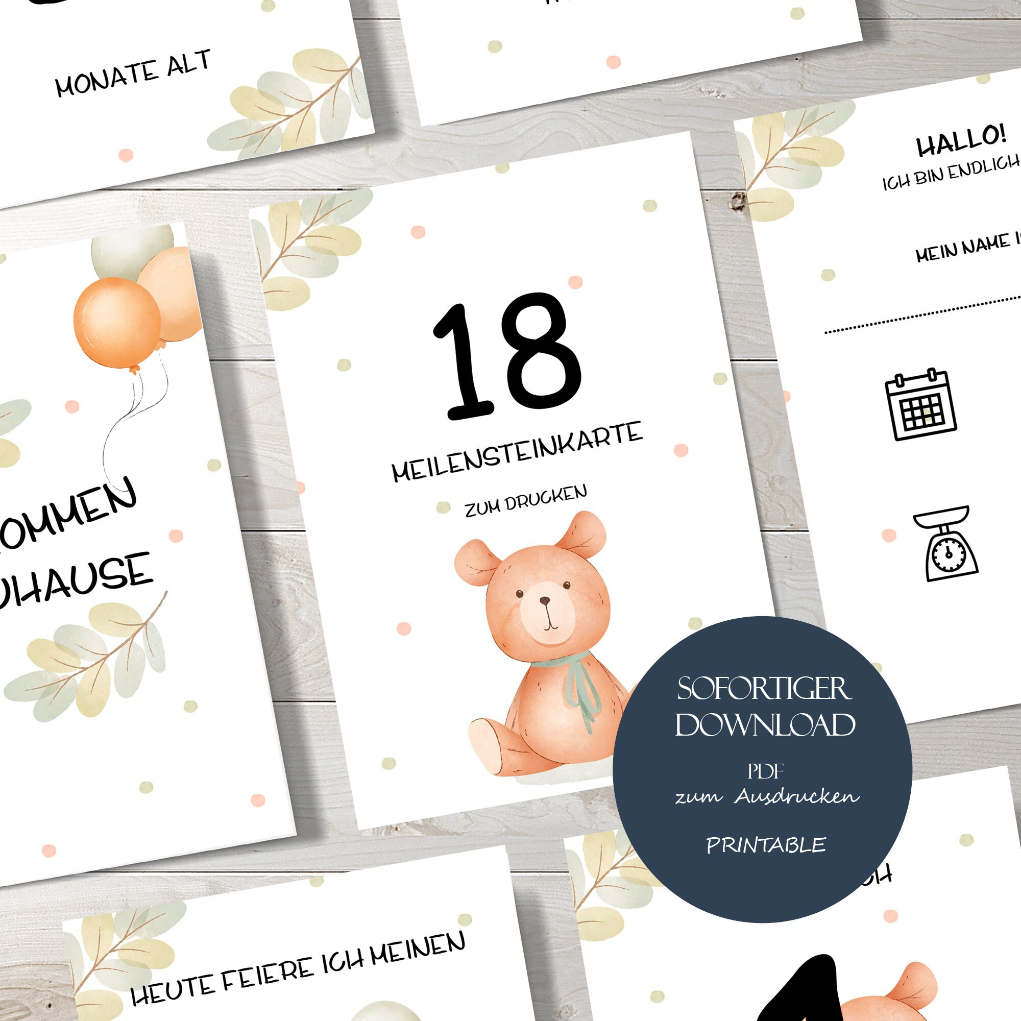 Tarjeta De Hito De Bebé Oso Para Imprimir, Descarga De Hito.