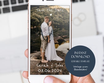 Digital Save the Date Card, Save the Date with Photo, Save the Date for Mobile, Minimal Save the Date, Save the Date Template, Download