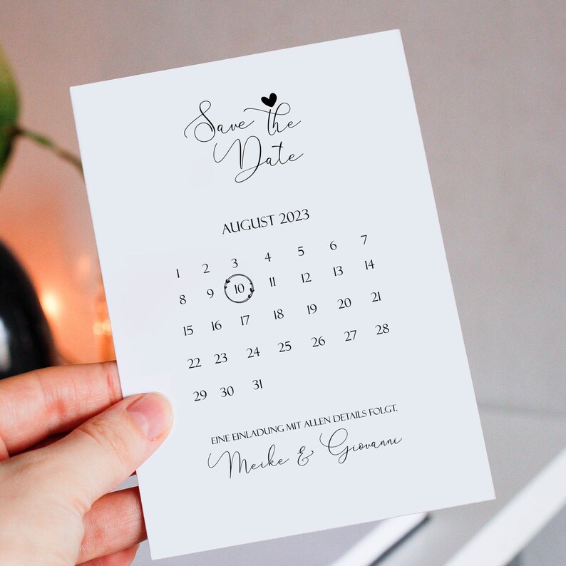 Save the Date with Calendar, Save the Date Template, Minimal Save the Date Template, DIY Save the Date Card, Modern Save the Date Download image 2