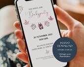 Digitale Baby Shower Einladung für Mädchen Vorlage Babyparty Einladungskarte Whatsapp Baby Girl Party Ecard personalisierbar Download