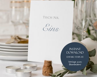 Wedding table numbers, editable table numbers for table decoration, printable table numbers wedding template, wedding number template instant download