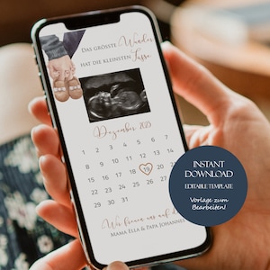 Neutral Baby Announcement Social Media, Editable Pregnancy Announcement Whatsapp, Announce Pregnancy, Baby Announcement Template