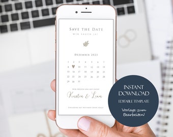 Save the Date Calendar, Digital Save the Date Card WhatsApp, Electronic Save the Date Calendar, Simple Save the Date digital download