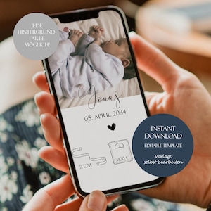 Annonce de naissance numérique, annonce de naissance neutre, annonce de naissance photo, modèle de carte de naissance mobile