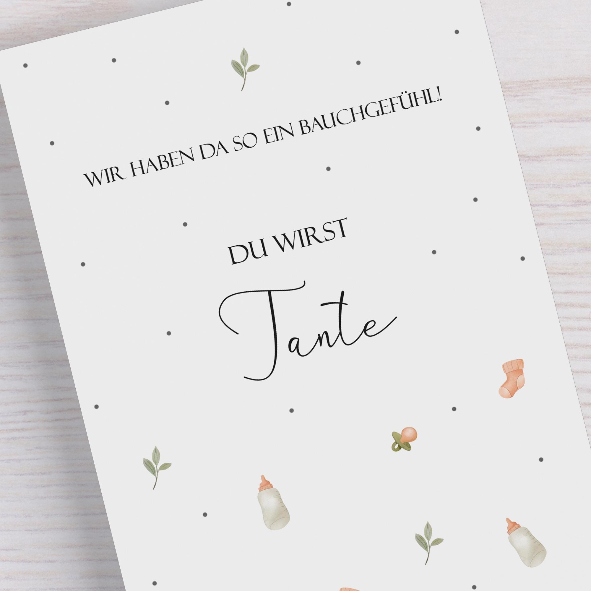 Schwangerschaftskarte 'Du Wirst Tante' – 16,5x11,5 Cm – Zur Baby-Ankündigung, Aus Hochwertigem 300g Papier, Made In Germany