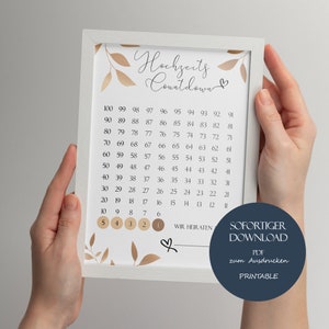 Wedding Countdown Poster 100 days until the wedding to print yourself Wedding Countdown Poster A4 Download Wedding Planning Engagement