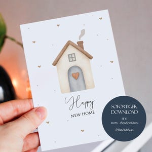 Karte zum Einzug A6 druckbar Geschenkkarte neues Zuhause modern Printable New Home Card Download Willkommenskarte neues Heim Happy New Home