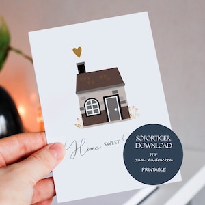 Biglietto di trasloco, biglietto di trasloco, trasloco, casa, biglietto "Home Sweet Home", nuova casa, biglietto stampabile A6, nuova casa, download digitale