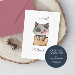 Biglietto per la migliore amica, Mi piace la tua Cattitude, buono regalo, biglietto A6 da stampare, biglietto motivazionale, regalo per la migliore amica