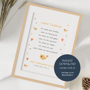 Certificado de padrino de regalo de bautismo, regalo personalizable, plantilla de certificado de padrino de bautismo de ahijado, certificado de padrino imprimible, certificado de bautismo de pez, descarga