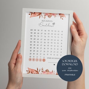 Modern wedding countdown, 100 days until &quot;Yes!&quot; – wedding countdown poster, wedding gift, A4 poster, 100 Day Wedding Countdown Wall Art