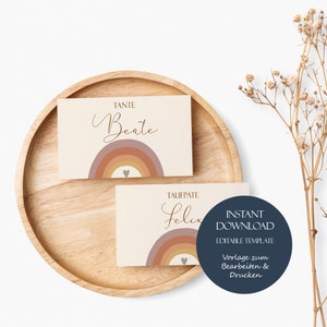 Cartões de lugar para batismo arco-íris, cartões de nome personalizados para batismo, decoração de mesa para batismo, cartões de nome arco-íris, cartões de lugar para batismo para imprimir