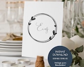 Tischnummern Hochzeit Template, Minimalistische Tischnummer Hochzeit, Tisch Zahl druckbar, Tischnummer Template, Hochzeit Tischkarte Zahlen