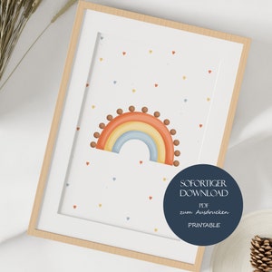 Póster infantil arcoiris, póster habitación infantil, cuadro habitación bebé con arcoiris, decoración habitación infantil, póster arcoiris para imprimir, descargar