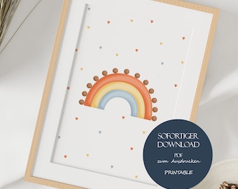 Children's rainbow poster, children's room poster, baby room picture with rainbow, children's room decoration, rainbow poster for printing, download