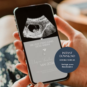 Personalisierbare Schwangerschaftskarte für Handy, Babyankündigung digital, Mobile Pregnancy Announcement, digitale Schwangerschaftsanzeige