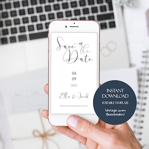 Save the Date Karte digital, Simple Save the Date Card, Save the Date Whatsapp, Electronic Save the Date, Save the Date digital Download