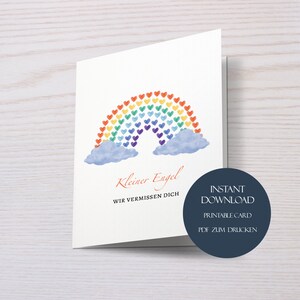 Trauerkarte Sternenkind Regenbogen, Klappkarte zum Drucken, Erinnerung Sternenkind, Beileidskarte Kind, Trauerkarte Kind, digitaler Download