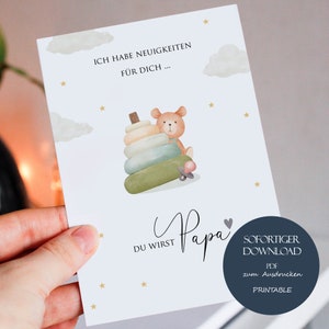 Karte „Du wirst Papa" A6, Schwangerschaftsverkündung , Verkündung Schwangerschaft an den Mann, Geschenk werdender Papa, Baby, Download