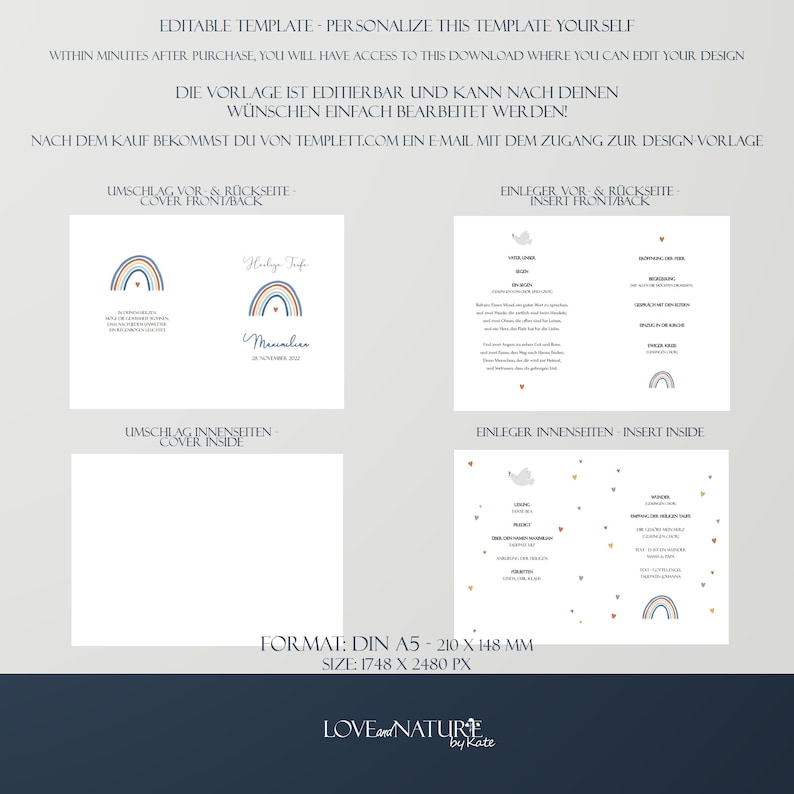 Baptism booklet template boy, baptism, baptism booklet customizable, church booklet for baptism, baptism process, baptism program rainbow, editable template image 6