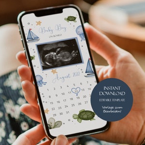 Annonce de naissance pour garçon, Annonce de grossesse sur les réseaux sociaux, Bébé, Modèle modifiable, Téléchargement numérique