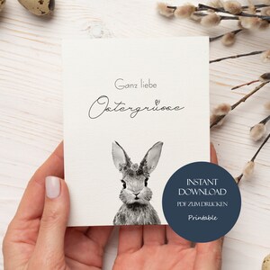Osterhase Karte, Postkarte Osterhase, Karte Ostern zum Drucken, Geschenkkarte Frohe Ostern, Osterkarte Osterhase A6, Digitaler Download