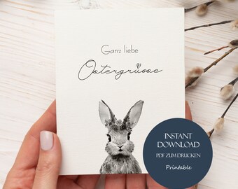 Osterhase Karte, Postkarte Osterhase, Karte Ostern zum Drucken, Geschenkkarte Frohe Ostern, Osterkarte Osterhase A6, Digitaler Download