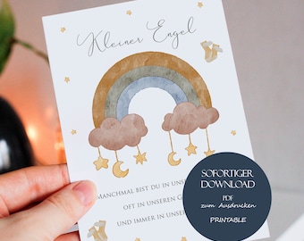 Star child card rainbow, mourning card, memory star child, condolence card child, mourning, card A6, printable, digital download