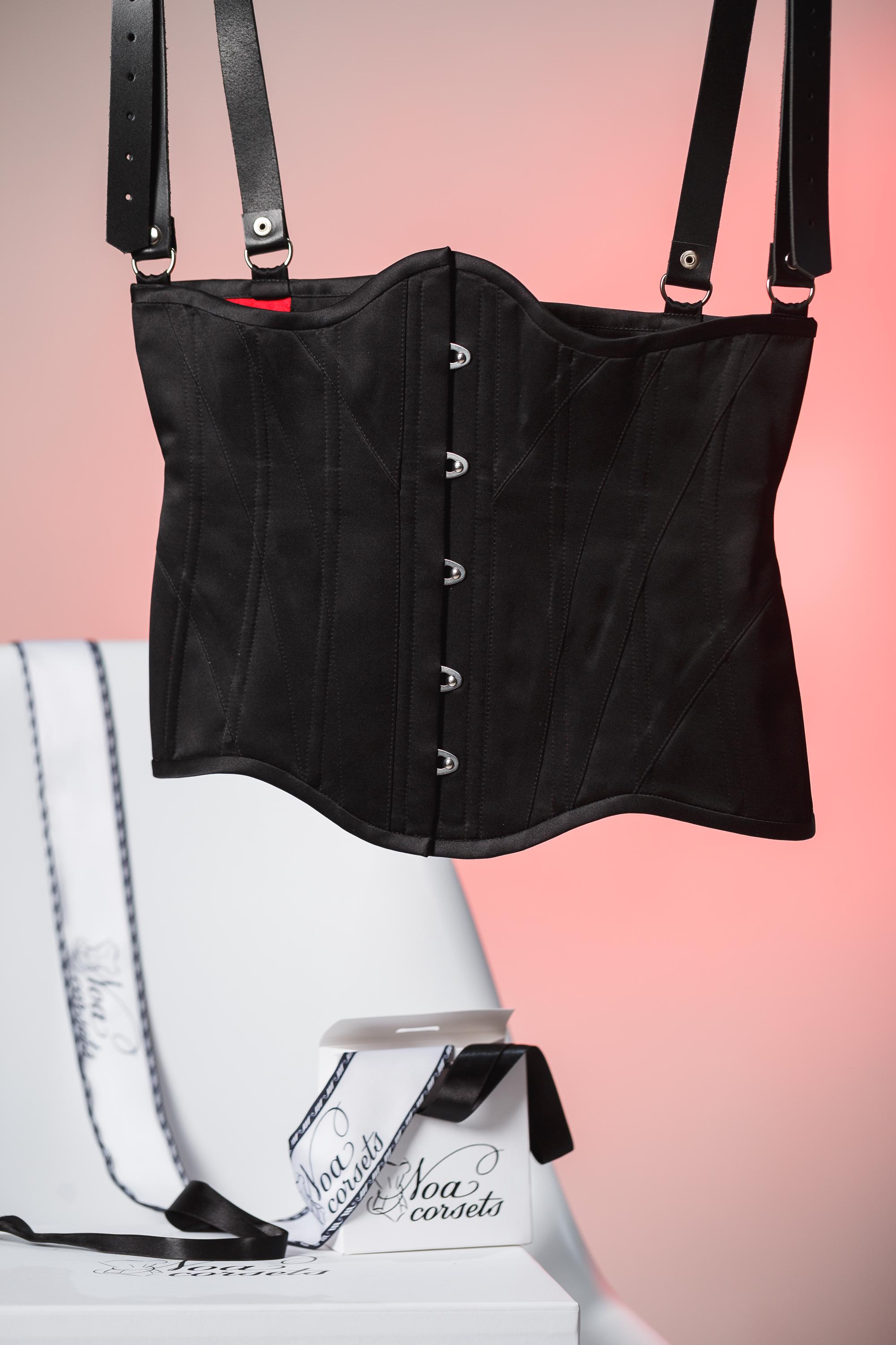 New Luvsecretlingerie Black Satin Underbust Corset Belt Lace Up 30 Inch/76cm6974 Custom Made Underbust Wide Black Satin Lace up Corset Belt  main image 3