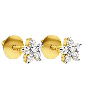 Aretes florales de moissanita o diamante de laboratorio en oro de 14 quilates: delicados aretes florales para bodas, uso diario o regalo para ella.