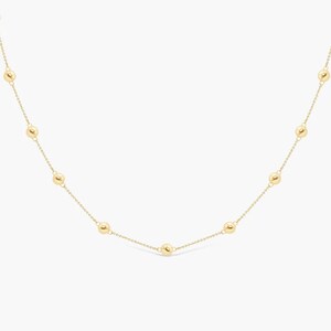 14k Gold Filled Beaded Necklace, Gold Satellite Chain, Dew Drops Necklace, Minimalist Necklace, Gold Beaded Chain, Gold Choker Necklace