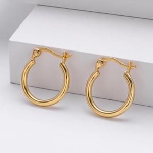 Aros de gancho de plata de ley 925, aros con cierre francés, aros largos tipo huggie, aros con cierre seguro, aros dorados para todos los días.