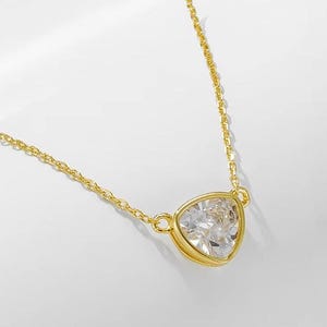 Moissanite Trillion Solitaire Necklace, 14K Gold Trillion Pendant, Triangle Diamond Necklace, Sterling Silver Necklace, Anniversary Gift