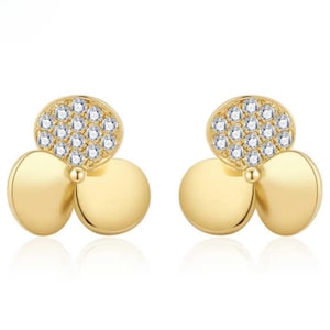 Moissanite Flower Stud Earrings 14K Gold, Dainty Floral Earrings, Delicate Everyday Minimalist Jewelry, 925 Silver, Bridesmaid Gift Jewelry