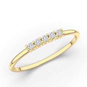 Half Eternity Diamond Ring, Five Stone Diamond Ring, Diamond Stackable Ring, Pave Diamond Wedding Ring, Stacking Ring, Thin Diamond Ring