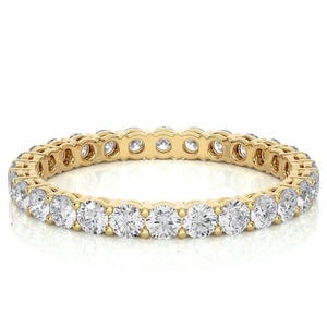 14K Gold Moissanite Wedding Band, Round Cut Lab Grown Diamond Full Eternity Band, Eternity Diamond Stackable Ring, Minimalist Bridal Ring