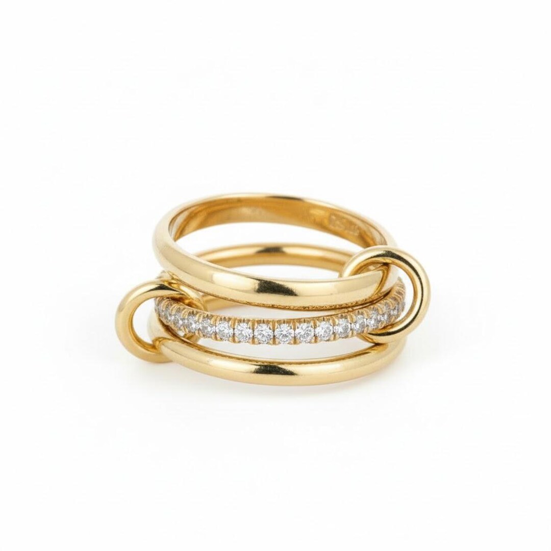 Multi Link Rings Multi Link Diamond Connector Ring, Triple Band Ring, Interlocking ...