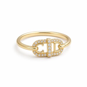 Anpassad initialring med diamanter, personlig monogramring i 14 karat guld, unik dubbelbokstavsring, designersmycken med namn, födelsedagspresent
