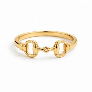 14K Solid Gold Horsebit Ring, Minimalist Snaffle Bit Ring, Equestrian Inspired Jewelry, Statement Band, Luxury Everyday Ring Gift Fro Her