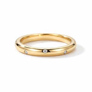 Fede nuziale eternity in oro 14 carati con moissanite, anello eternity con incastonatura a filo in argento sterling, fede nuziale minimalista impilabile, anello per anniversario