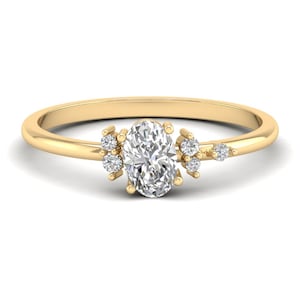 Diamond Cluster Ring, Cluster Ring, Cluster Engagement Ring, 14K Gold Cluster Diamond Wedding Ring, Oval Cut Lab Grown Diamond Ring for Her