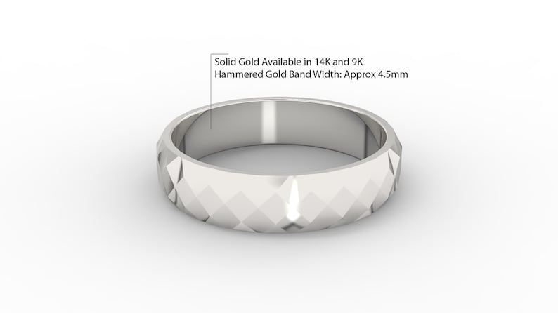 Men/'s Gold Wedding Band Unisex Wedding Band Rustic Men/'s Bnad Thick Gold Ring White Gold Band Stacking Ring Hammered Gold Wedding Band