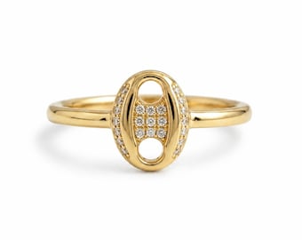 Anello a catena Mariner in oro 14 carati con diamanti creati in laboratorio