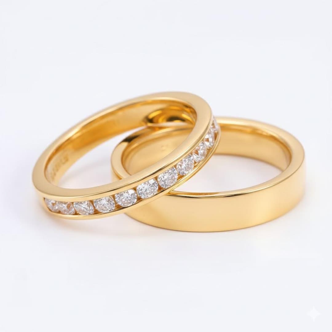 14K Gold Moissanite Half Eternity Wedding Band, Lab Grown Diamond ...