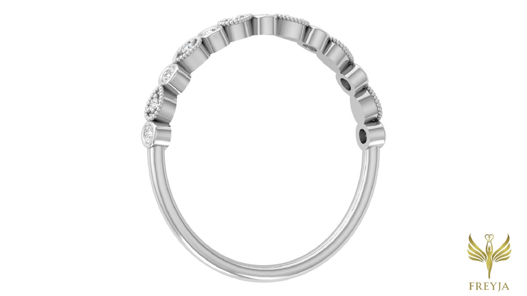 Scalloped Stacking Bands Art Deco Wedding Band 14K Gold Etsy