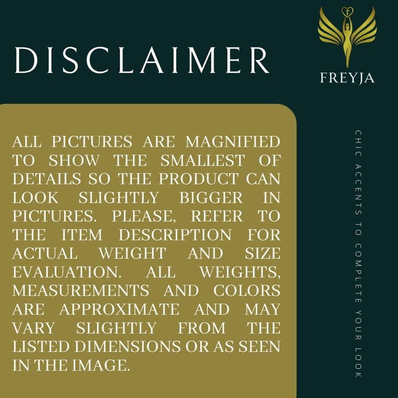 Peut inclure: Un texte de d&eacute;charge de responsabilit&eacute; avec du texte blanc sur un fond vert fonc&eacute;. Le texte indique "AVERTISSEMENT" en haut, suivi d'une explication d&eacute;taill&eacute;e sur les images et les mesures des produits. Le logo Freyja est en haut &agrave; droite.