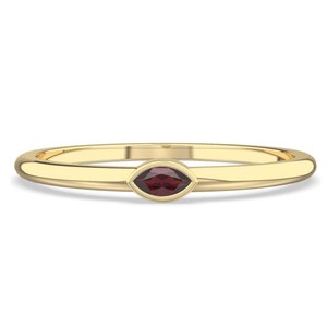 Marquise Cut Garnet Stacking Ring, 14k Gold Garnet January Birthstone Ring, Birthstone Thin Ring, Christmas Gift for Her, Garnet Jewelry