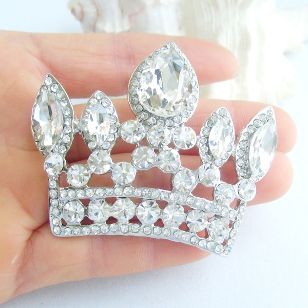 Wedding Bridal Rhinestone Crystal Vintage Crown Brooch Pendant Bouquet Pin P045K