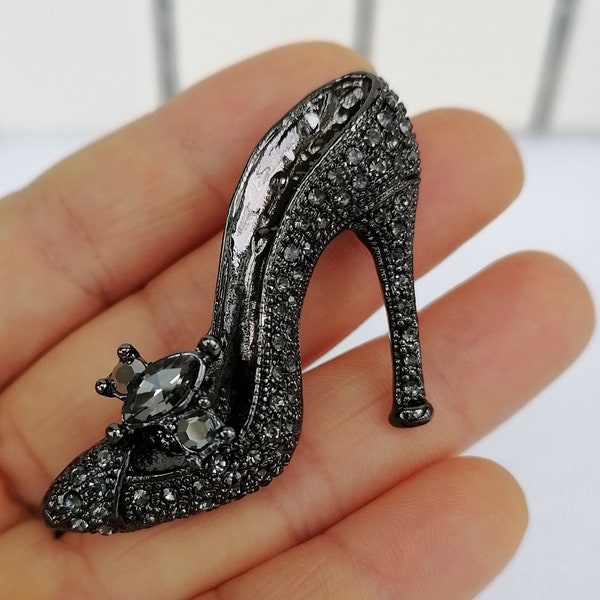Rhinestone Crystal Charming High-Heeled Shoes Brooch Pin Pendant P098K