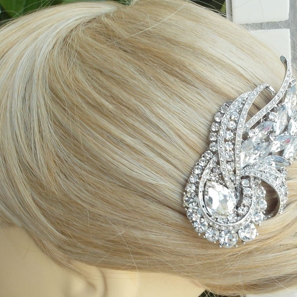 Wedding Bridal Hair Accessory Bowknot Hair Clip Side Comb Rhinestone Comb Crystal Hair Comb H012K
